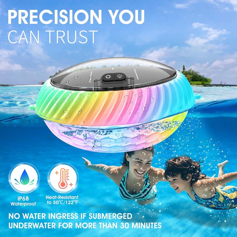 Goallim Floating Pool Lights Solar, 7.6 Inch RGB Upper& Lower Color Changing Solar Pool Lights That Float with Dynamic Lighting Effects, IP68 Waterproof Swimming Pools Light for Party Decor(2) - Image 5